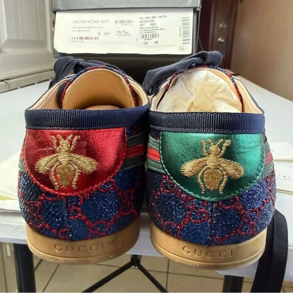 GUCCI Falacer Lurex Low-Top Sneakers Sz 8.5